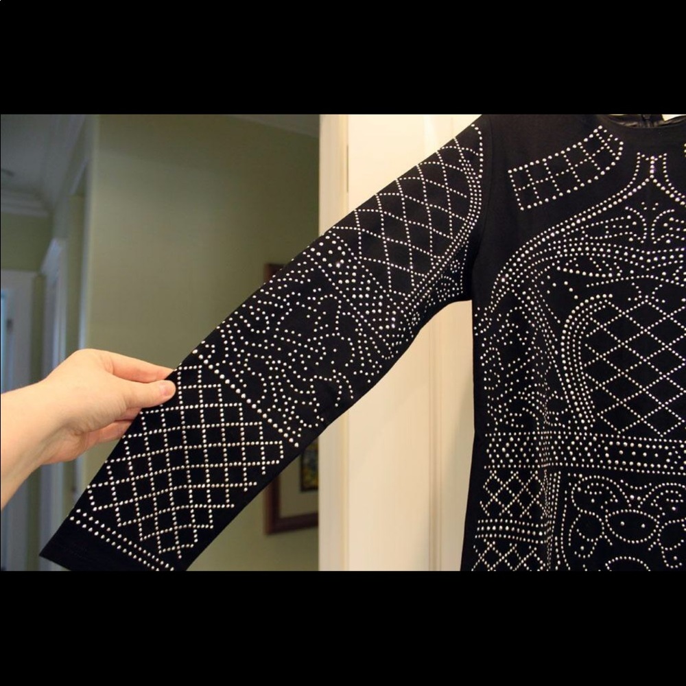 Long Sleeve Rhinestone Embellished Vintage Cocktail Dress - Picture 6 of 9